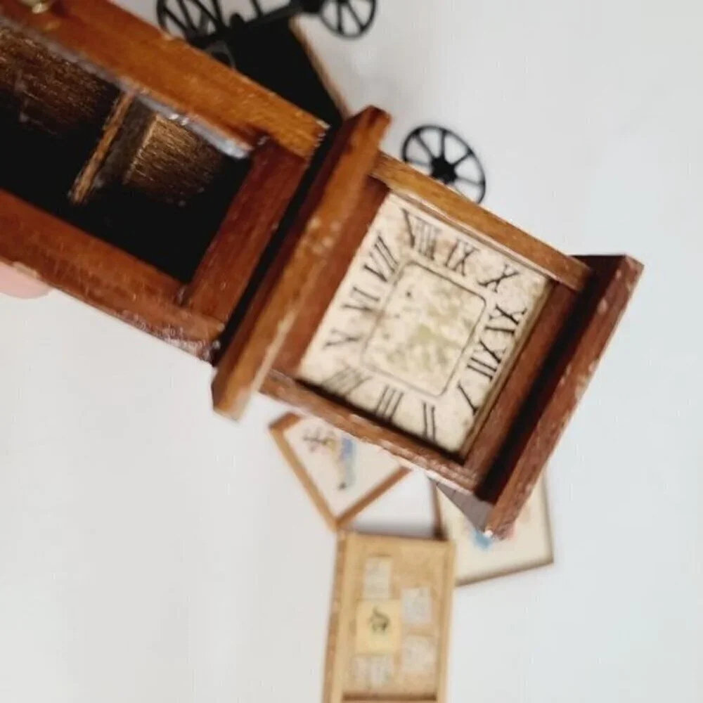 Vintage Antique Dollhouse Furniture Miniatures Clock Wall Art Croquet